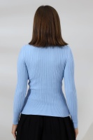 Kadın Mavi Basic Balıkçı Yaka Triko Kazak