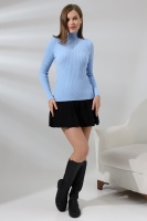 Kadın Mavi Basic Balıkçı Yaka Triko Kazak