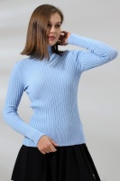 Kadın Mavi Basic Balıkçı Yaka Triko Kazak