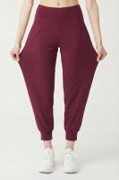 Kadın Mürdüm Çift Cepli Yüksek Bel Lastikli Rahat Kesim Jogger Eşofman Altı