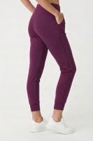 Kadın Mürdüm Çift Cepli Yüksek Bel Lastikli Rahat Kesim Jogger Eşofman Altı