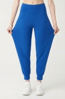 Kadın Saks Çift Cepli Yüksek Bel Lastikli Rahat Kesim Jogger Eşofman Altı