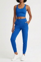 Kadın Saks Çift Cepli Yüksek Bel Lastikli Rahat Kesim Jogger Eşofman Altı