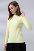 Kadın Sarı Basic Balıkçı Yaka Triko Kazak