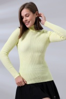 Kadın Sarı Basic Balıkçı Yaka Triko Kazak