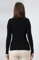 Kadın Siyah Basic Balıkçı Yaka Triko Kazak