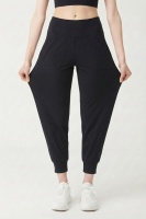 Kadın Siyah Çift Cepli Yüksek Bel Lastikli Rahat Kesim Jogger Eşofman Altı