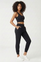 Kadın Siyah Çift Cepli Yüksek Bel Lastikli Rahat Kesim Jogger Eşofman Altı