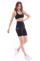 Kadın Siyah Yüksek Bel Toparlayıcı Çift Cepli Biker Şort Kısa Spor Tayt Biker Shades