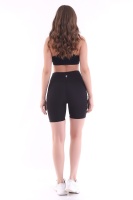 Kadın Siyah Yüksek Bel Toparlayıcı Çift Cepli Biker Şort Kısa Spor Tayt Biker Shades