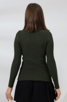 Kadın Yeşil Basic Balıkçı Yaka Triko Kazak