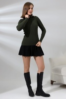 Kadın Yeşil Basic Balıkçı Yaka Triko Kazak