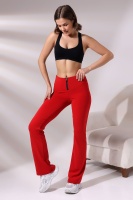 Kırmızı Kadın Fermuarlı İspanyol Paça Spor Tayt Sıkılaştırıcı Toparlayıcı Sporcu Bootcut Leggings