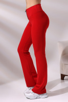 Kırmızı Kadın Fermuarlı İspanyol Paça Spor Tayt Sıkılaştırıcı Toparlayıcı Sporcu Bootcut Leggings