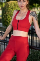 Kırmızı Kadın Set Spor Ispanyol Paça Tayt Ve Büstiyer Takım - Toparlayıcı Leggings