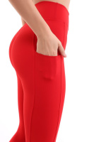 Kırmızı Kadın Spor Tayt Çift Cepli Sıkılaştırıcı Toparlayıcı Sporcu Taytı Leggings