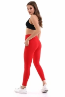 Kırmızı Kadın Spor Tayt Çift Cepli Sıkılaştırıcı Toparlayıcı Sporcu Taytı Leggings