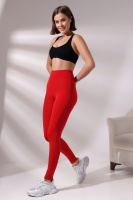 Kırmızı Kadın Spor Tayt Sıkılaştırıcı Toparlayıcı Yüksek Bel Tam Boy Spor Tayt Leggings Fitness