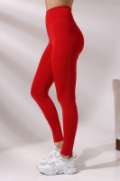 Kırmızı Kadın Spor Tayt Sıkılaştırıcı Toparlayıcı Yüksek Bel Tam Boy Spor Tayt Leggings Fitness