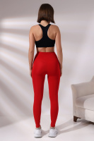Kırmızı Kadın Spor Tayt Sıkılaştırıcı Toparlayıcı Yüksek Bel Tam Boy Spor Tayt Leggings Fitness