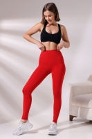 Kırmızı Kadın Spor Tayt Sıkılaştırıcı Toparlayıcı Yüksek Bel Tam Boy Spor Tayt Leggings Fitness