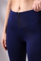 Lacivert Kadın Fermuarlı İspanyol Paça Spor Tayt Sıkılaştırıcı Toparlayıcı Sporcu Bootcut Leggings