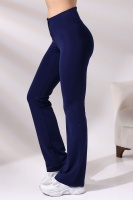 Lacivert Kadın Fermuarlı İspanyol Paça Spor Tayt Sıkılaştırıcı Toparlayıcı Sporcu Bootcut Leggings