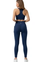 Lacivert Kadın Set Cepli Spor Tayt ve Fermuarlı Büstiyer Takım - Yoga Fitnes - Plates Seti