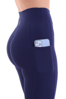 Lacivert Kadın Spor Tayt Çift Cepli Sıkılaştırıcı Toparlayıcı Sporcu Taytı Leggings