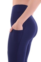 Lacivert Kadın Spor Tayt Çift Cepli Sıkılaştırıcı Toparlayıcı Sporcu Taytı Leggings
