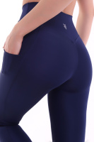 Lacivert Kadın Spor Tayt Çift Cepli Sıkılaştırıcı Toparlayıcı Sporcu Taytı Leggings