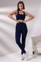 Lacivert Kadın Spor Tayt Sıkılaştırıcı Toparlayıcı Yüksek Bel Tam Boy Spor Tayt Leggings Fitness
