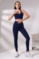 Lacivert Pedli Fermuarlı Spor Büstiyer - Sports Bra / Crop Destekli Spor Sütyeni