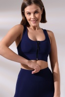 Lacivert Pedli Fermuarlı Spor Büstiyer - Sports Bra / Crop Destekli Spor Sütyeni