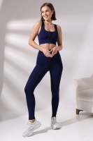 Lacivert Pedli Fermuarlı Spor Büstiyer - Sports Bra / Crop Destekli Spor Sütyeni