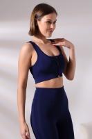 Lacivert Pedli Fermuarlı Spor Büstiyer - Sports Bra / Crop Destekli Spor Sütyeni