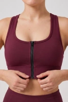 Mürdüm Crop Pedli Destekli Dolgulu Önü Fermuarlı Spor Sütyeni