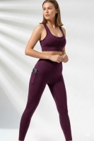 Mürdüm Kadın Set Cepli Spor Tayt ve Fermuarlı Büstiyer Takım - Yoga Fitnes - Plates Seti