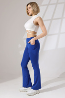 Saks Kadın Yüksek Bel Toparlayıcı Çift Cepli Ispanyol Paça Spor Tayt Bootcut Leggings