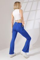 Saks Kadın Yüksek Bel Toparlayıcı Çift Cepli Ispanyol Paça Spor Tayt Bootcut Leggings