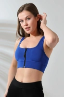 Saks Pedli Fermuarlı Spor Büstiyer - Sports Bra / Crop Destekli Spor Sütyeni
