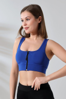 Saks Pedli Fermuarlı Spor Büstiyer - Sports Bra / Crop Destekli Spor Sütyeni