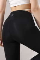 Siyah Kadın Fermuarlı İspanyol Paça Spor Tayt Sıkılaştırıcı Toparlayıcı Sporcu Bootcut Leggings