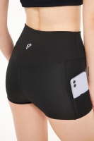 Siyah Kadın Kısa Toparlayıcı Yüksek Bel Spor Şort Voleybol Biker Leggings Fitness