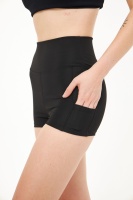 Siyah Kadın Kısa Toparlayıcı Yüksek Bel Spor Şort Voleybol Biker Leggings Fitness