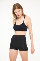 Siyah Kadın Kısa Toparlayıcı Yüksek Bel Spor Şort Voleybol Biker Leggings Fitness