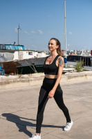 Siyah Kadın Set Spor Tayt Ve Büstiyer Takım - Yoga Fitnes - Plates - Toparlayıcı Leggings