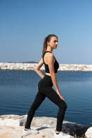 Siyah Kadın Set Spor Tayt Ve Büstiyer Takım - Yoga Fitnes - Plates - Toparlayıcı Leggings