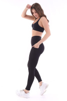 Siyah Kadın Spor Tayt Çift Cepli Sıkılaştırıcı Toparlayıcı Yüksek Bel Sporcu Taytı Leggings Fitness