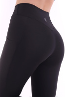 Siyah Kadın Spor Tayt Çift Cepli Sıkılaştırıcı Toparlayıcı Yüksek Bel Sporcu Taytı Leggings Fitness